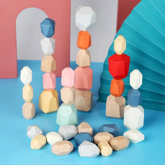 Montessori Wooden Stacking Rocks Tot Sensory