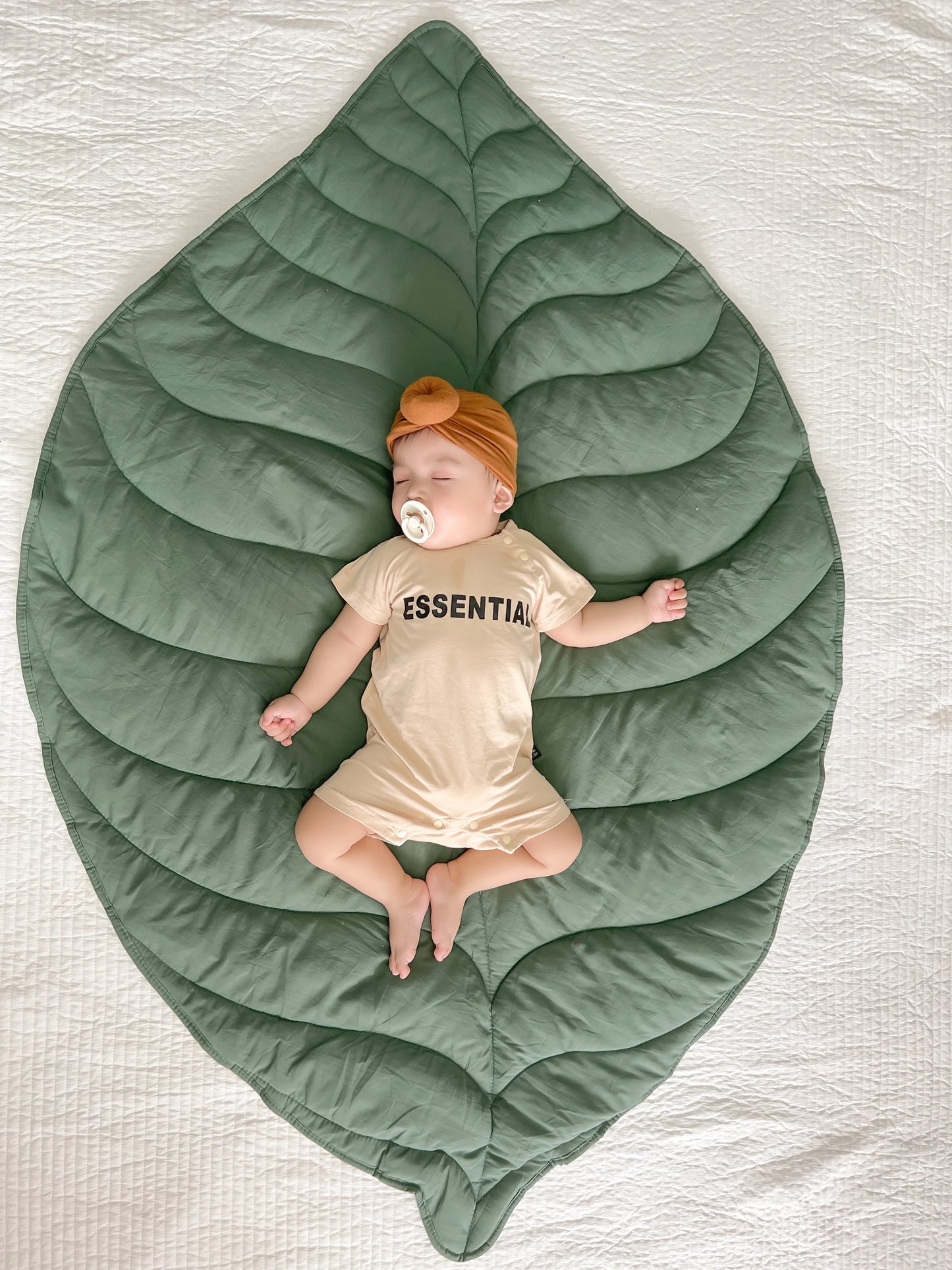 Green Cotton Leaf Baby Play Mat