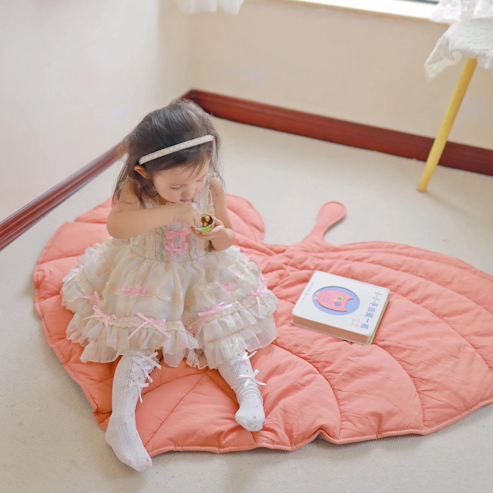 Pink Cotton Leaf Baby Play Mat