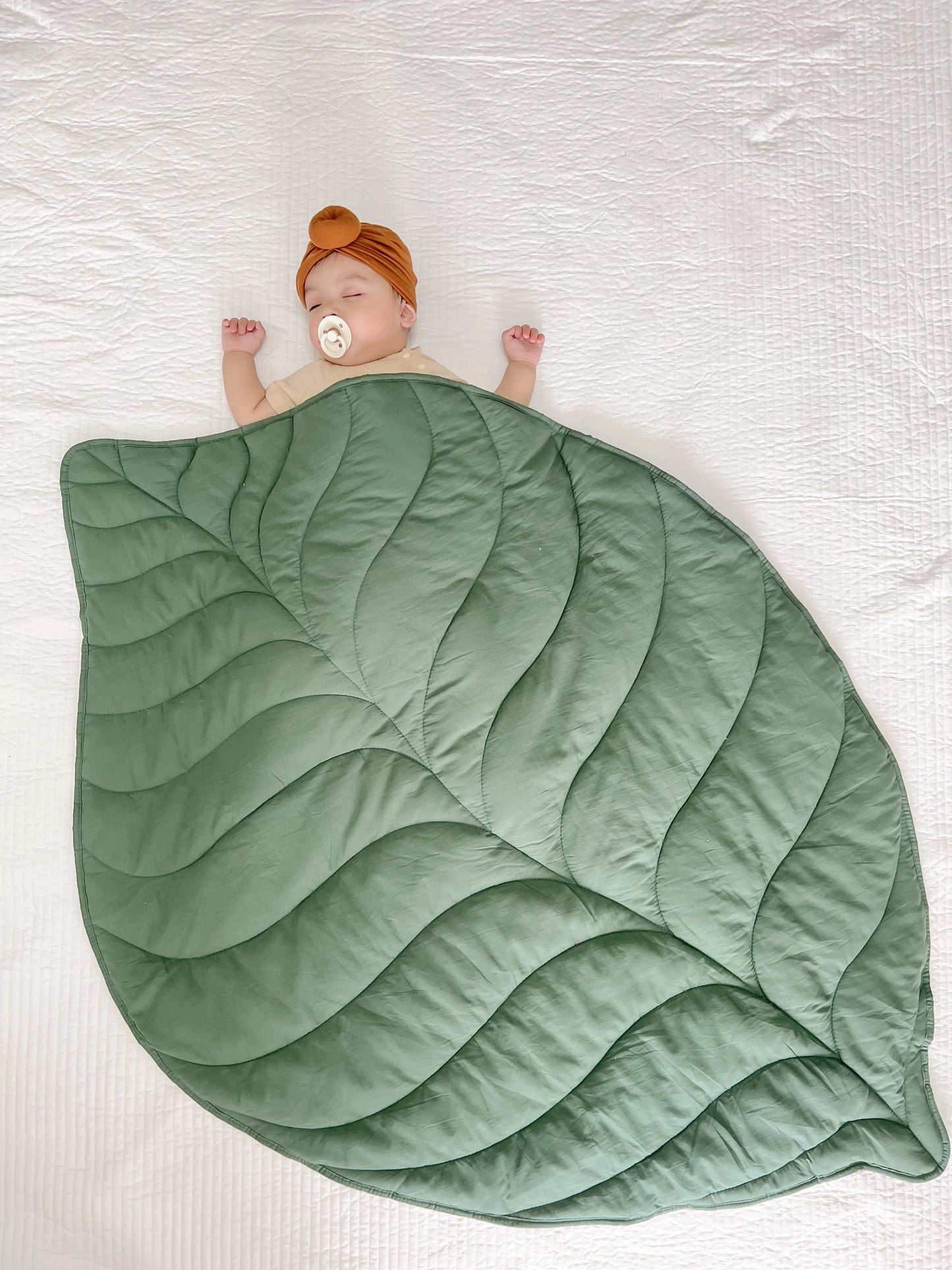 Green Cotton Leaf Baby Play Mat